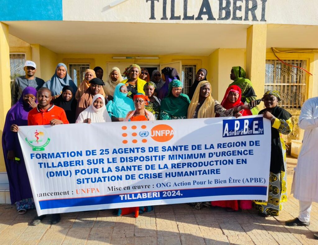 Fin de formation de 25 agents de santé de la région de Tillabery sur le Dispositif Minimum d’urgence DMU pour la santé sexuelle et reproductive en situation de crise humanitaire, UNFPA – APBE